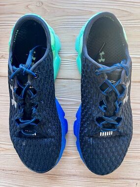 Under Armour SpeedForm Gemini Running Shoes Black Blue Women’s 7.5